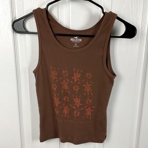 Pre-Owned Hollister Junior Brown Graphic Tank Top, Size S